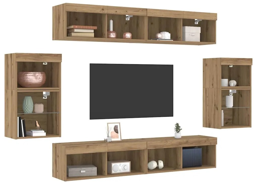 vidaXL Κέντρο Ψυχαγωγίας 8 pcs artisan δρυς 40 x 28.5 x 40 εκ
