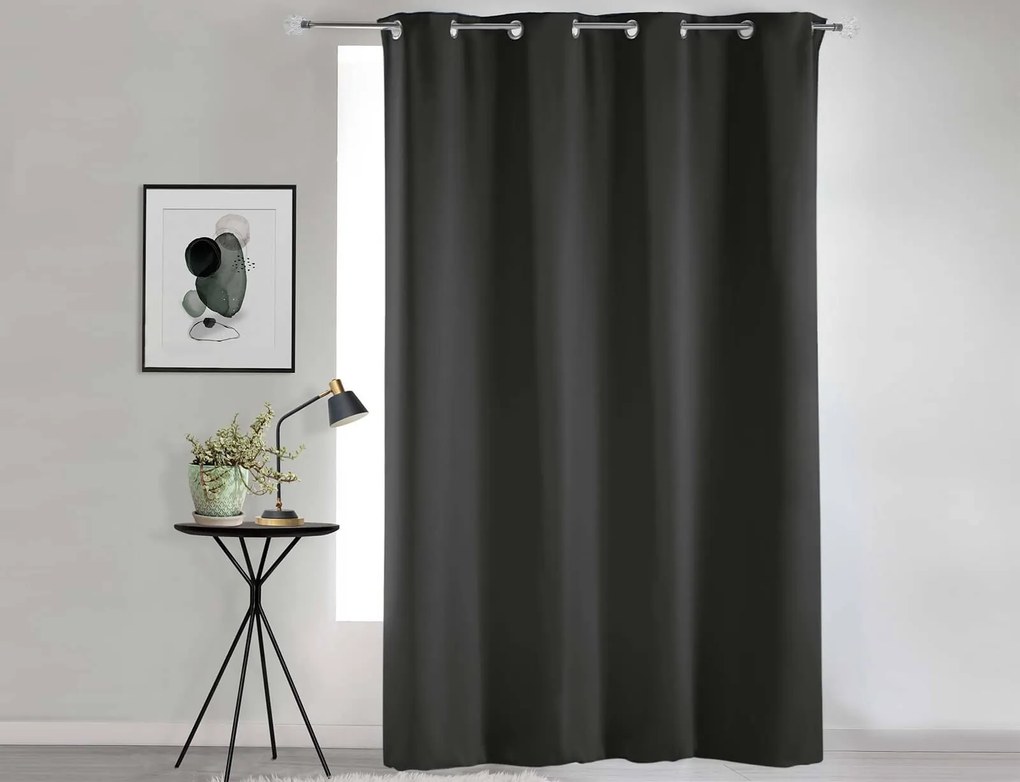 Κουρτίνα Συσκότισης Occult Douceur d'intérieur με τρουκς και διαστάσεις 135x280cm - Charcoal Black