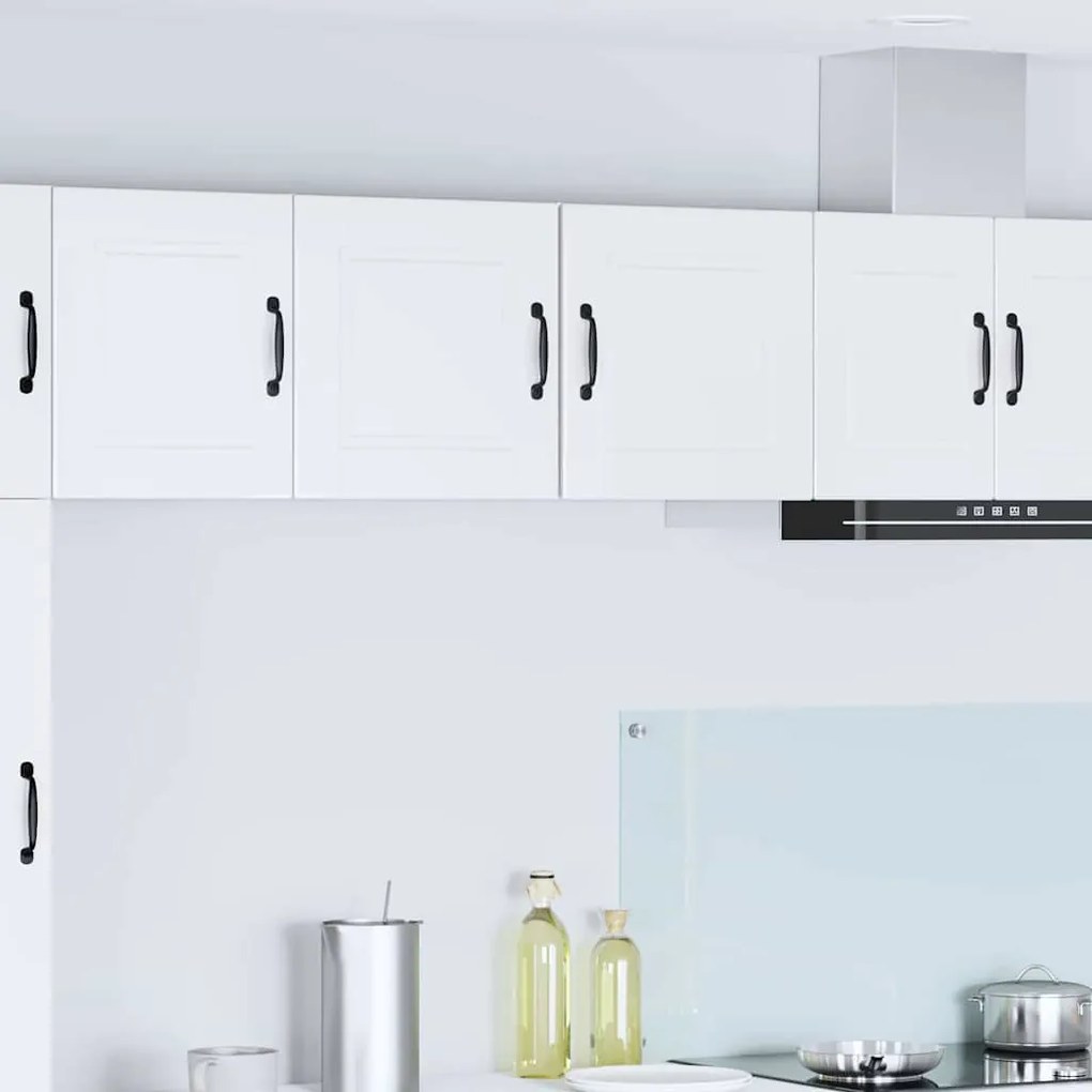 vidaXL Κρεμαστό ντουλάπι κουζίνας με ράφι 2 pcs Υψηλής γυαλάδας λευκό