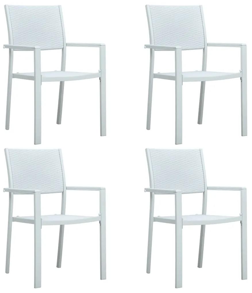 Καρέκλες Κήπου 4 τεμ. Λευκές με Όψη Ρατάν Πλαστικές