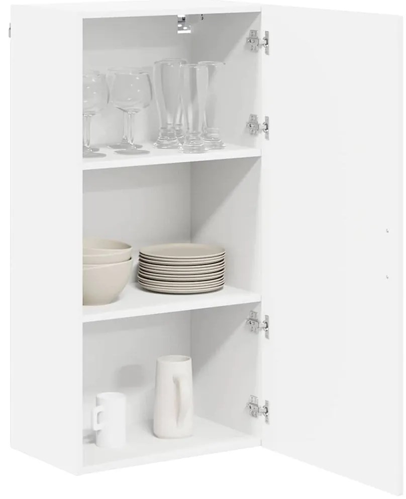 vidaXL Κρεμαστό ντουλάπι κουζίνας με ράφι Υψηλής γυαλάδας λευκό