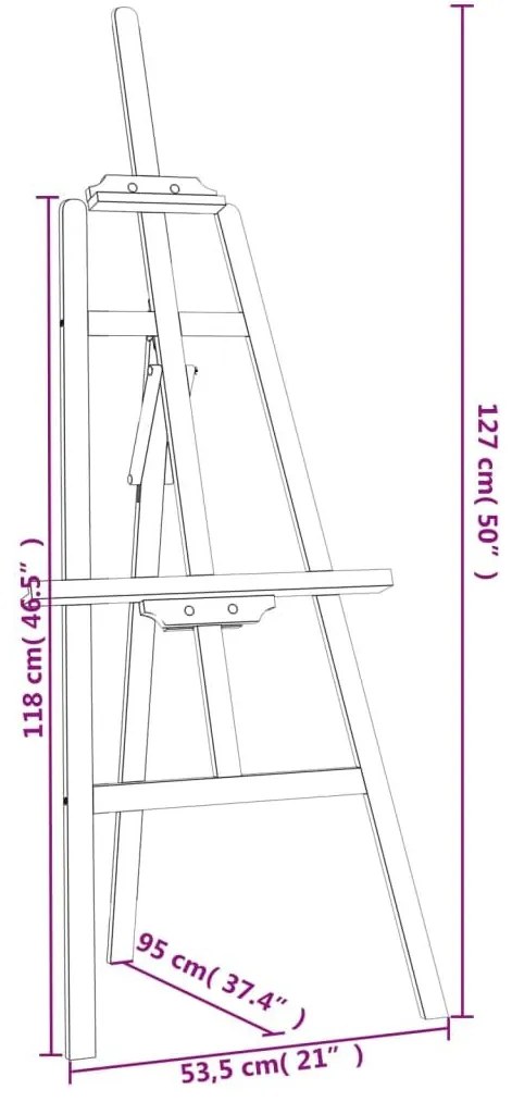 Καβαλέτο Επιδαπέδιο Μαύρο 53,5x95x127 εκ. από Μασίφ Ξύλο Πεύκου