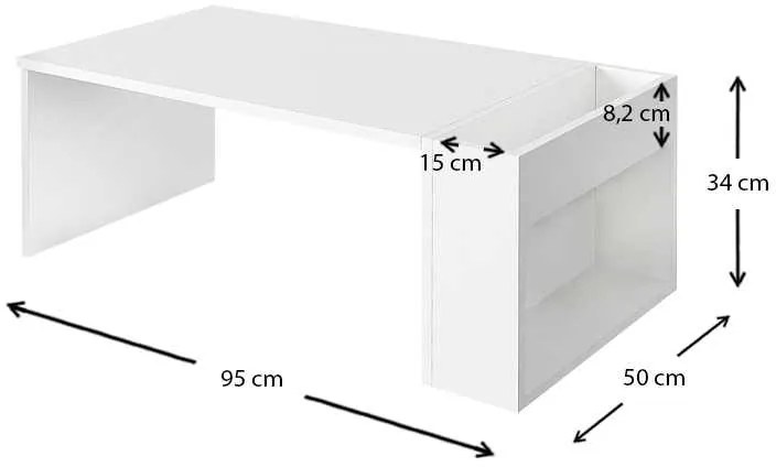 Τραπεζάκι σαλονιού View Megapap από μελαμίνη χρώμα λευκό 95x50x34εκ.