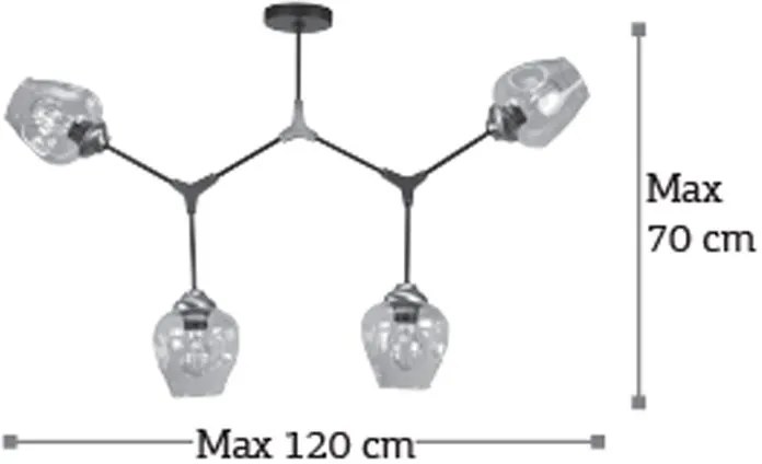 Φωτιστικό οροφής InLight 6129-4 Πολύφωτο-Νίκελ - Μαύρο