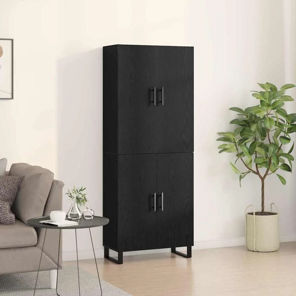 vidaXL Highboard 2 pcs Μαύρη δρυς Σύνθετο Ξύλο και Γυαλί
