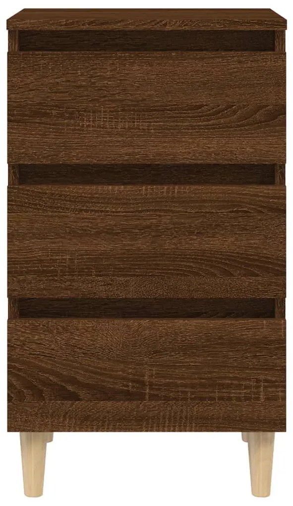 vidaXL Κομοδίνο Καφέ Δρυς 40 x 35 x 69 εκ. με Μασίφ Ξύλινα Πόδια