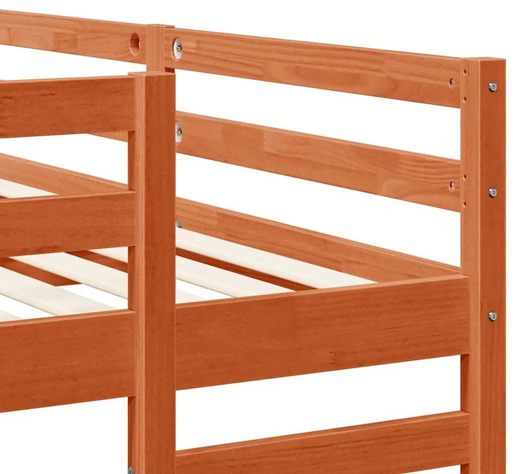 vidaXL Σκελετός Κουκέτας Τριών Επιπέδων Καφέ κεριού 140 x 200 cm