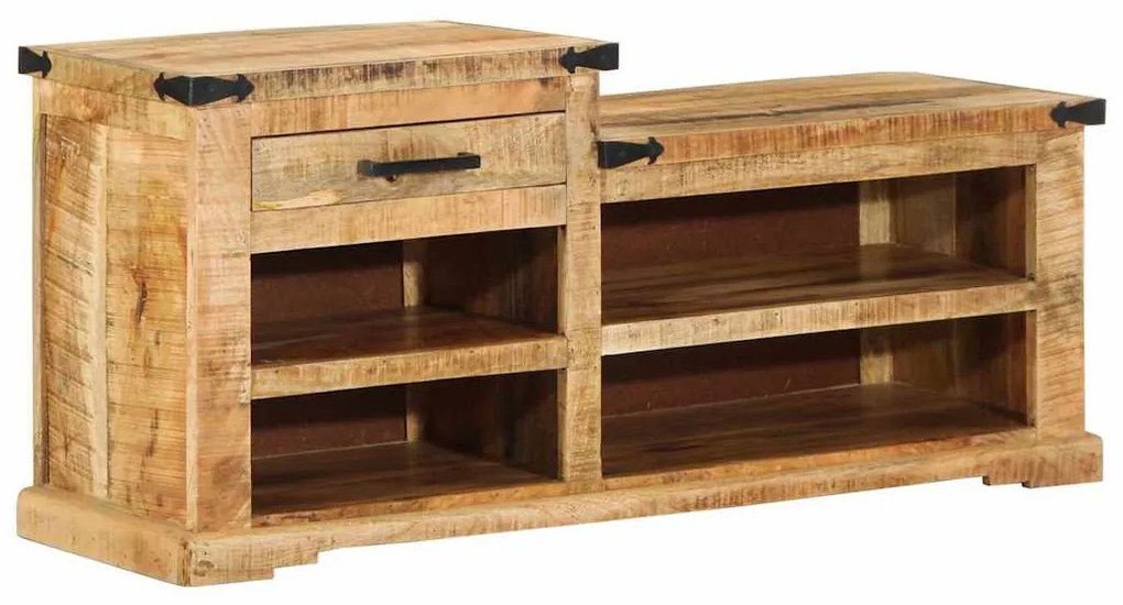 vidaXL παγκάκι με συρτάρι Καφέ 110 x 35 x 50 εκ Ακατέργαστο Μάνγκο