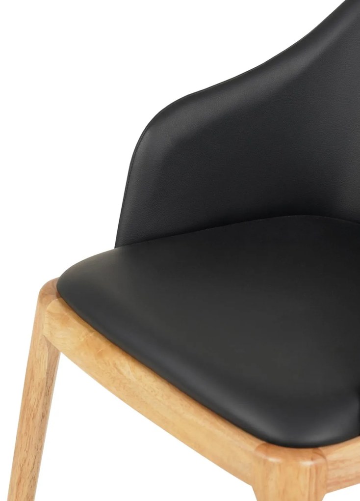 Πολυθρόνα Τραπεζαρίας FURLAN Rubberwood σε Oak-Μαύρο PU 54,5x58x78Υεκ. 54.5x58x78 εκ.