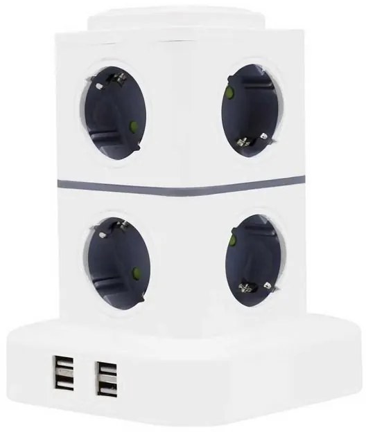 Κάθετο πολύπριζο 8 θέσεων με διακόπτες &amp; 4xUSB - Σούκο - 3m - RC-G8P-4U