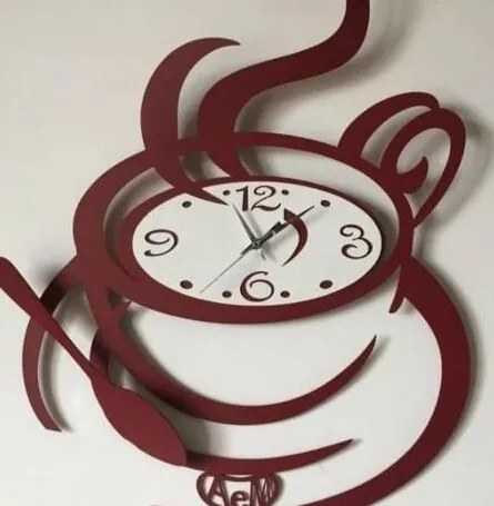 Σετ των 2 Intra απο ξύλο plywood 3mm-4mm πάχος – ξύλο Ρολόι τοίχου Κουζίνας Φλιτζάνι Καφέ 25x30 cm INTRAVECTRY-MY554553