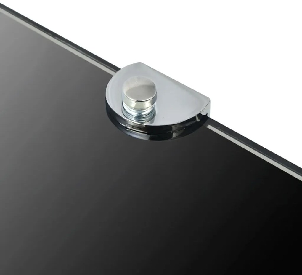 vidaXL Ράφι Γωνιακό Μαύρο 35 x 35 εκ. Γυάλινο με Στηρίγματα Χρωμίου