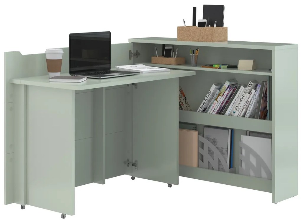 Γωνιακό τραπέζι γραφείου Concept Pro Lenart AH102, Γωνιακός, 93x136x115cm, 54 kg, Ανοιχτό πράσινο | Epipla1.gr