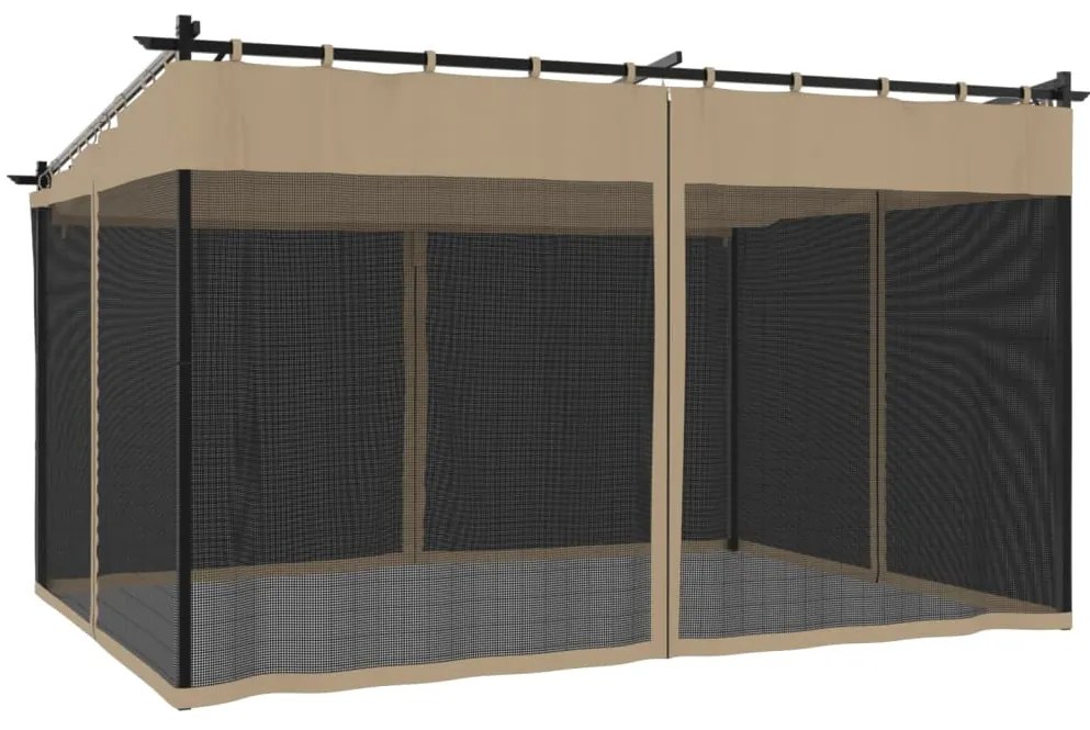 vidaXL Κιόσκι με Τοίχους από Δίχτυ Taupe 4x3 μ. από Ατσάλι