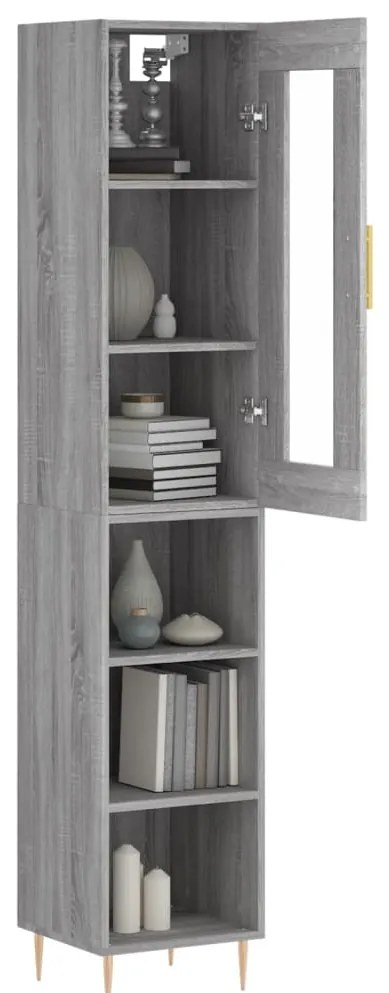 vidaXL Μπουφές Sonoma Γκρι 34,5 x 34 x 180 εκ. από Επεξεργασμένο Ξύλο
