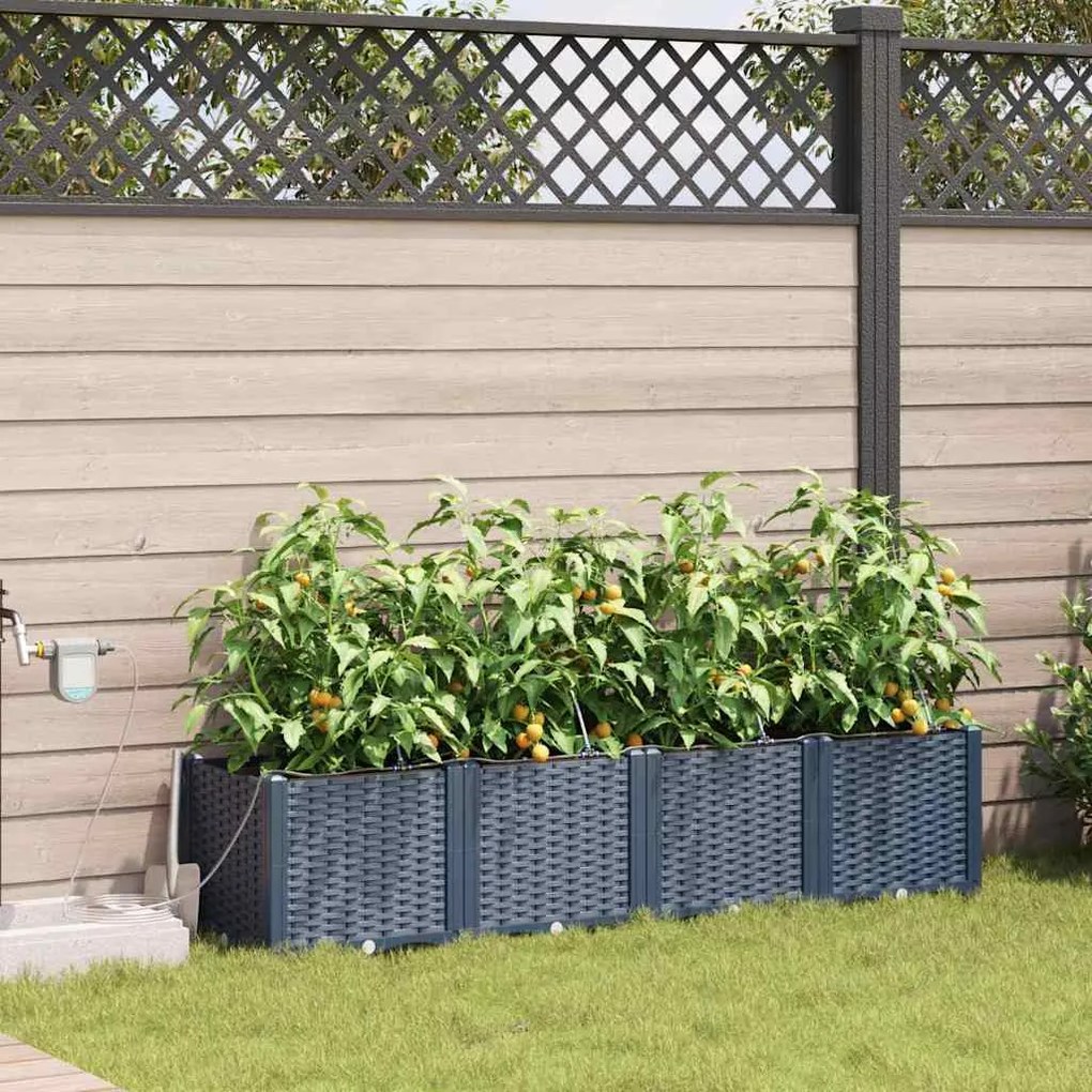 vidaXL Ζαρντινιέρες κήπου Γκρι 160 x 40 x 37.5 cm Ατσάλι