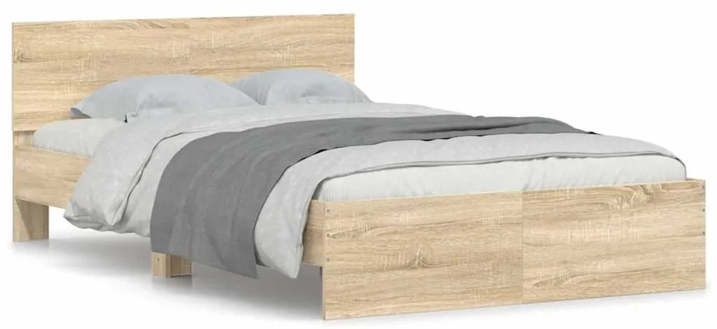 vidaXL Πλαίσιο Κρεβατιού με Κεφαλάρι Sonoma Δρυς 135x190 εκ.
