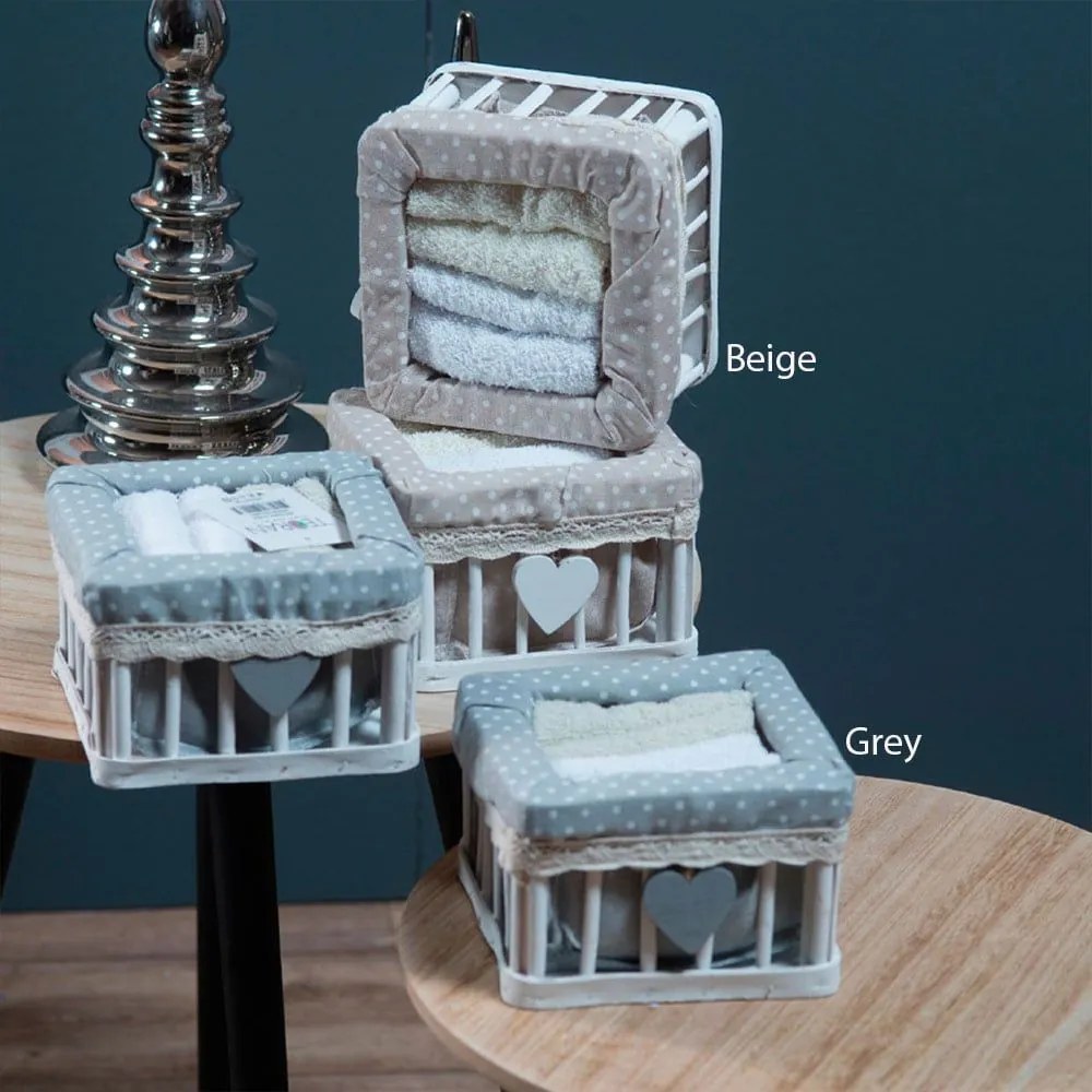 Λαβέτες Σετ 4τμχ Σε Ξύλινο Κουτί Box 1006 Grey Teoran Σετ Πετσέτες 100% Βαμβάκι