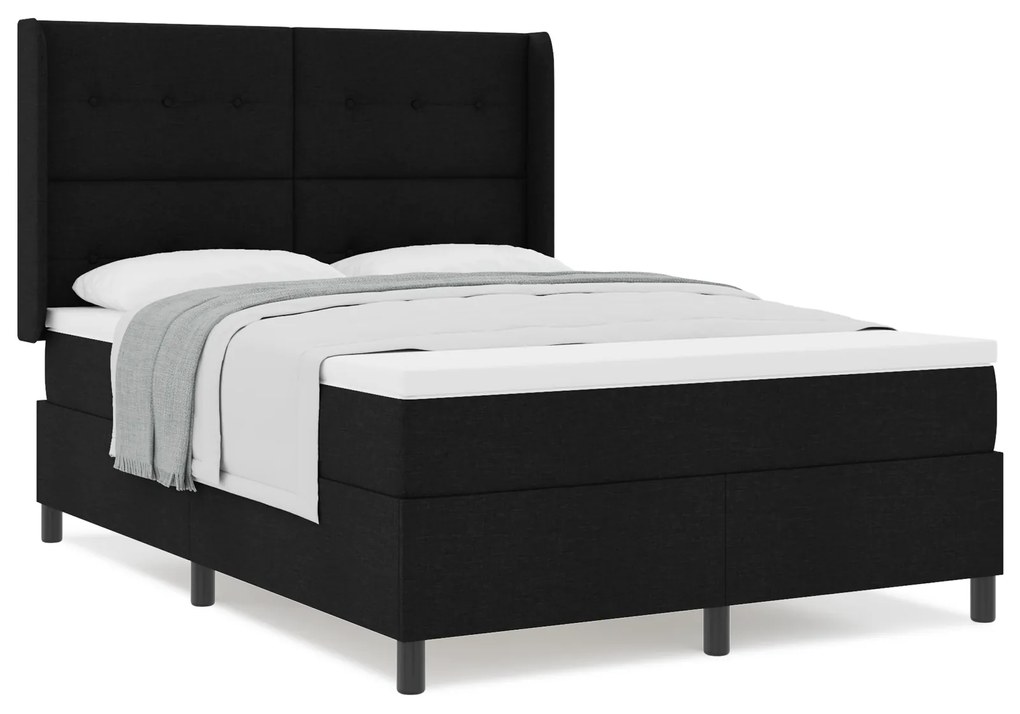 vidaXL Μαύρο Κρεβάτι με Στρώμα 160x200 εκ