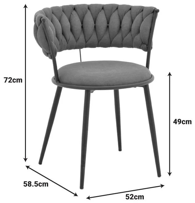 Καρέκλα Πολυθρόνα Alkia I ύφασμα σε χακί απόχρωση- πόδι μαύρο μέταλλο 57x58.5x72εκ 2αδα 52x58.5x72 εκ.