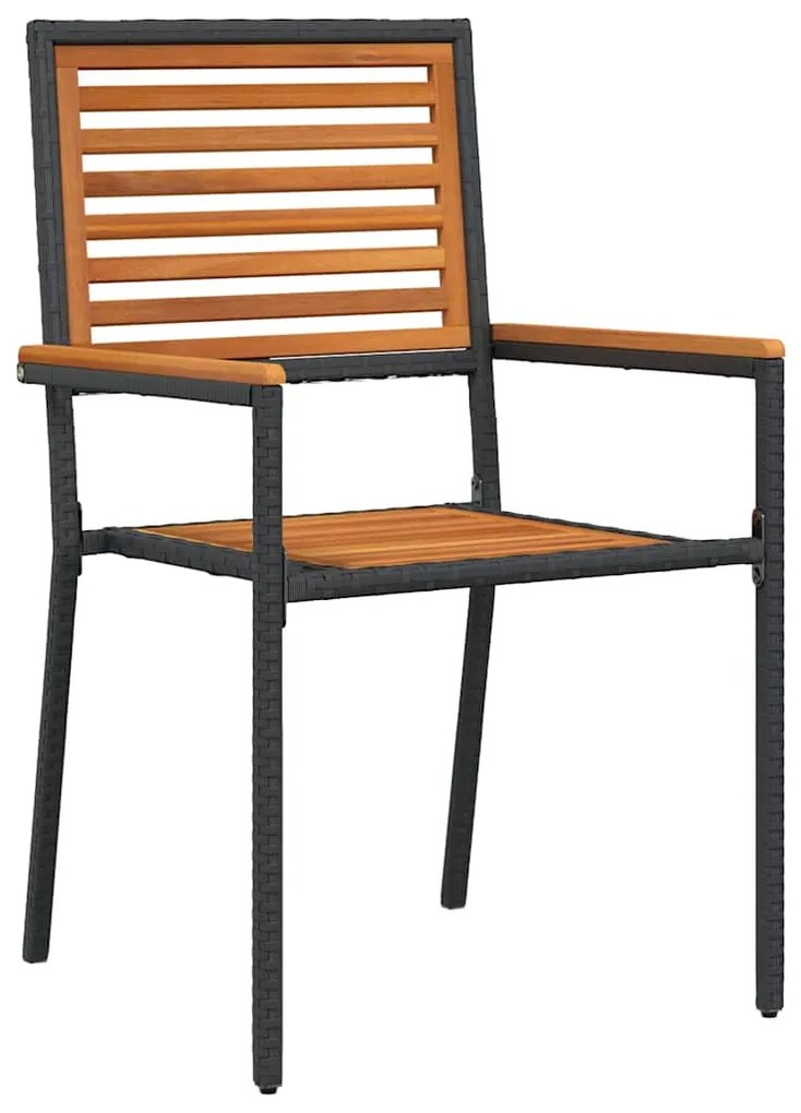 vidaXL Σέτ φαγητού για κήπο 5 pcs Μαύρο και Ξύλο συνθετικό ρατάν