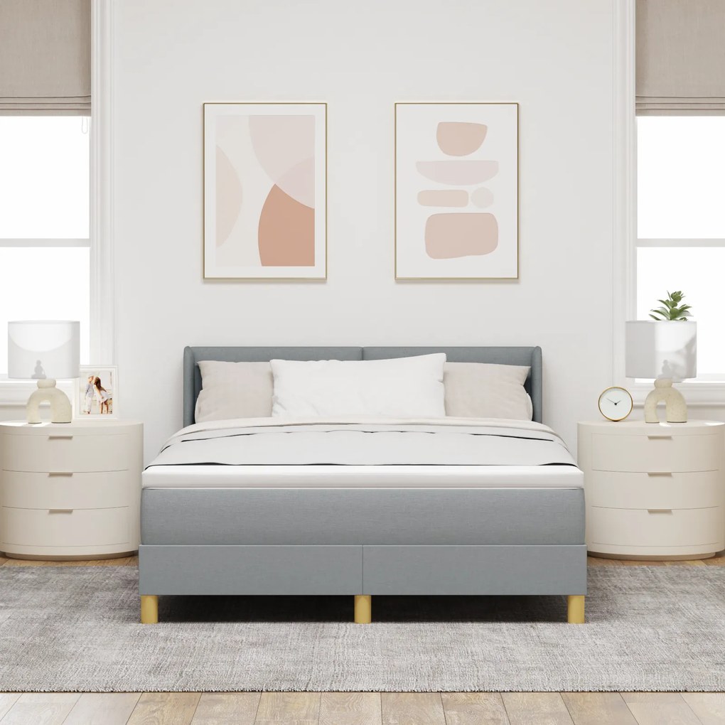 vidaXL Κρεβάτι με Στρώμα σε Ανοιχτό Γκρι, 140 x 200cm, Υφασμάτινο