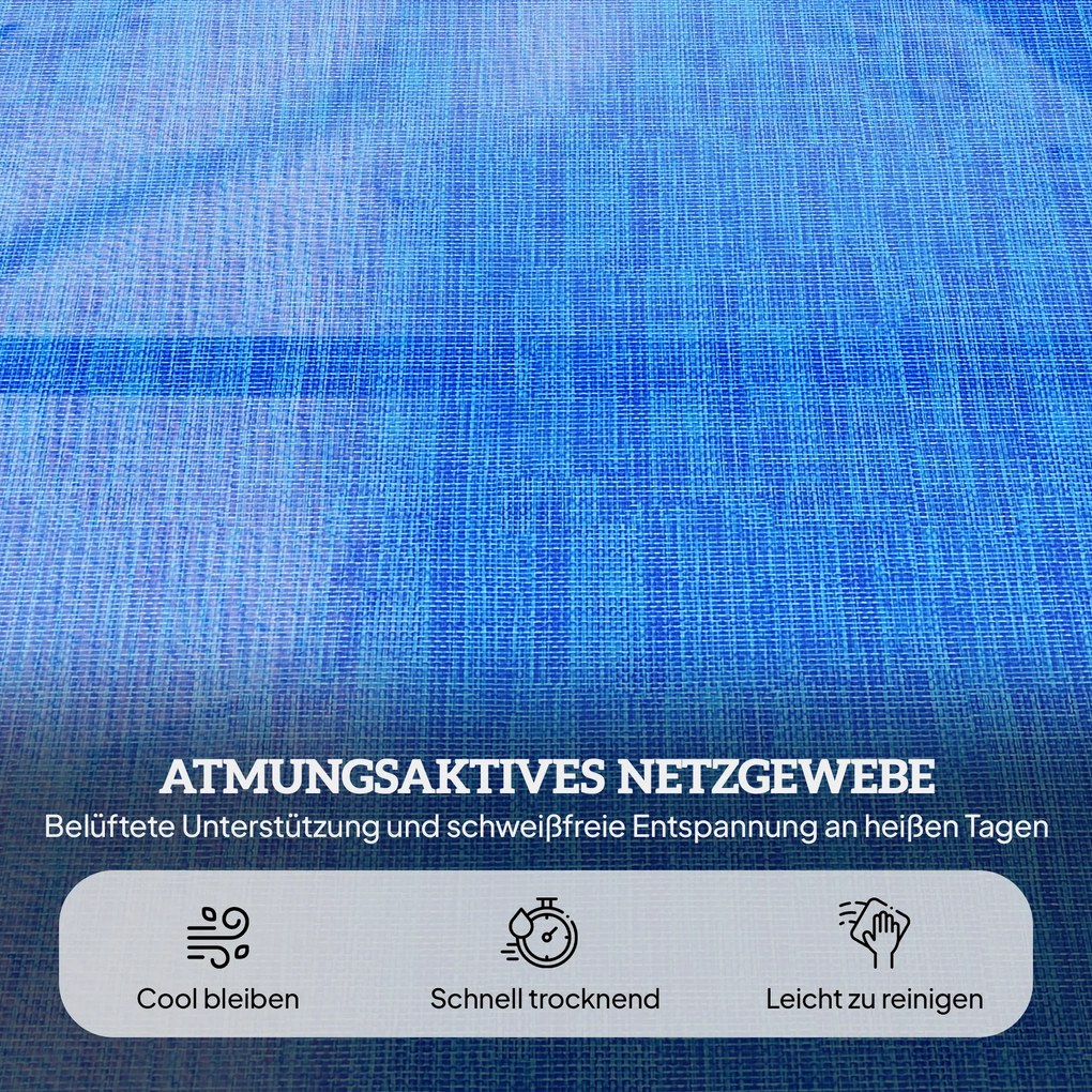 Outsunny Ξαπλώστρα Κήπου Ξαπλώστρα, Αναδιπλούμενη, Ανθεκτική στις Καιρικές Συνθήκες, 194 cm x 72 cm x 31 cm, Μαύρο + Σκούρο Μπλε