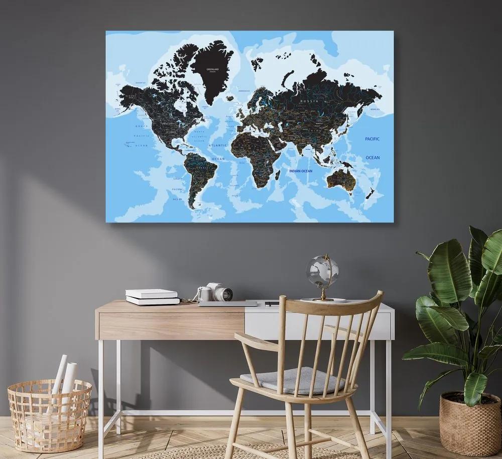 Εικόνα στο φελλό ενός σύγχρονου παγκόσμιου χάρτη - 120x80  peg