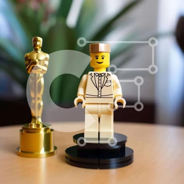 Intra Συλλεκτικό Ξύλινο Παζλ Plywood  4mm - Φιγούρα Lego με αγαλματίδιο Oscar Σε Ξύλινο Κουτί - Διαστάσεις: 10x10 cm – 25 κομμάτια