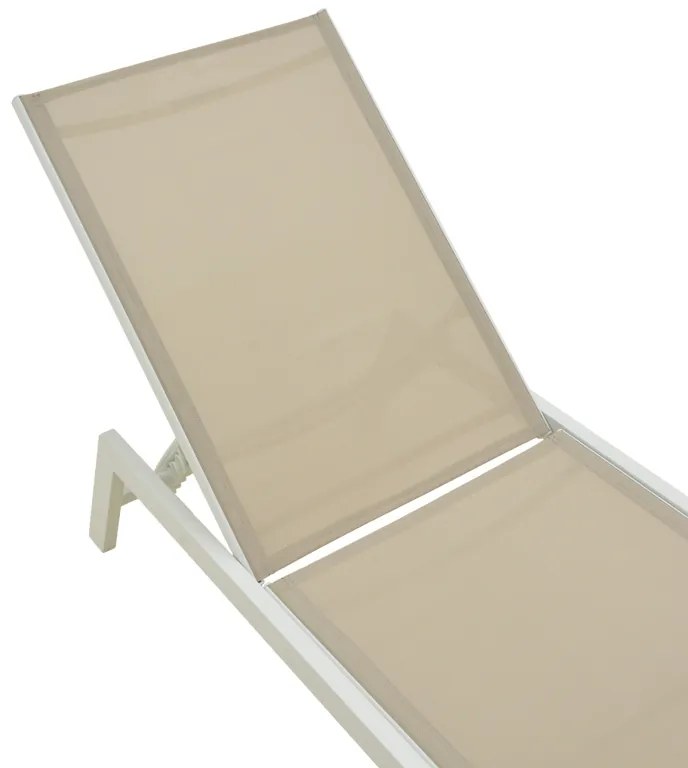 Ξαπλώστρα Boka pakoworld λευκό αλουμίνιο και textilene σε μπεζ απόχρωση 60x192x31εκ