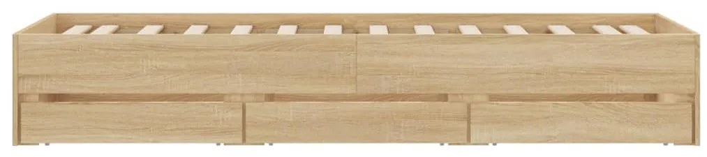 vidaXL Πλαίσιο Κρεβατιού με Συρτάρια Sonoma Δρυς 90x190εκ. Επεξ. Ξύλο