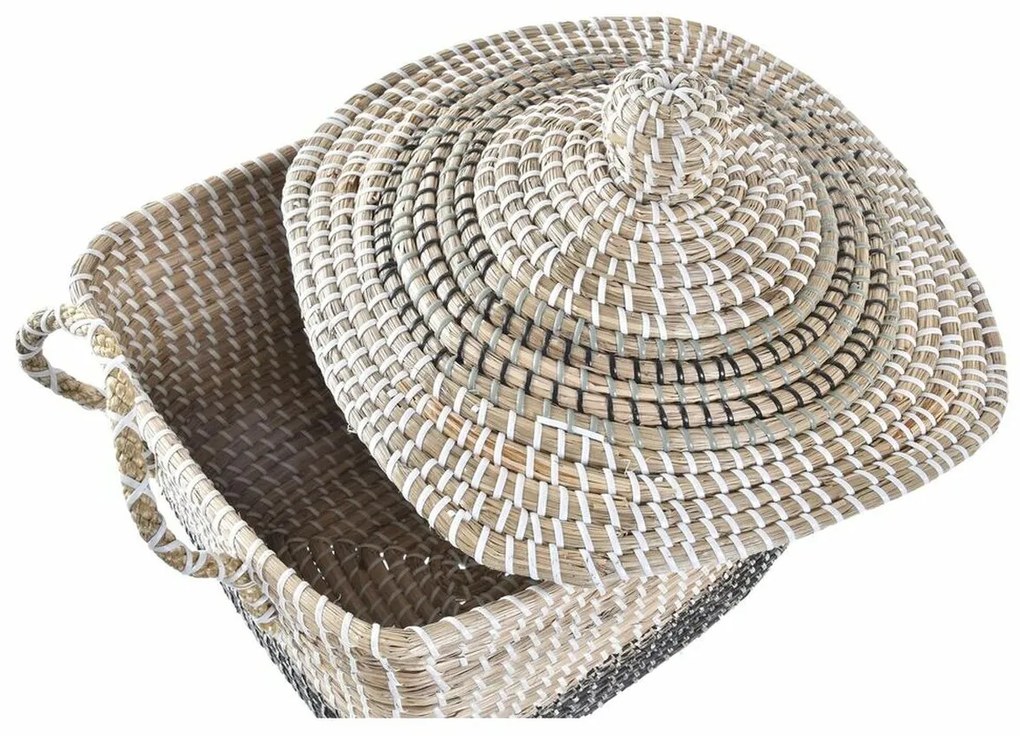 Διακοσμητικό Καλάθι DKD Home Decor Γκρι Φυσικό Boho 45 x 35 x 43 cm