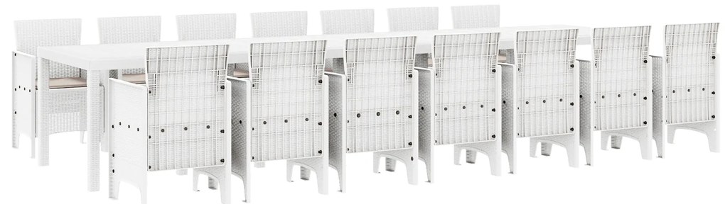 vidaXL Σετ Τραπεζαρίας Κήπου 15 pcs Λευκό 14-θέσιο Ρατάν & Μέταλλο