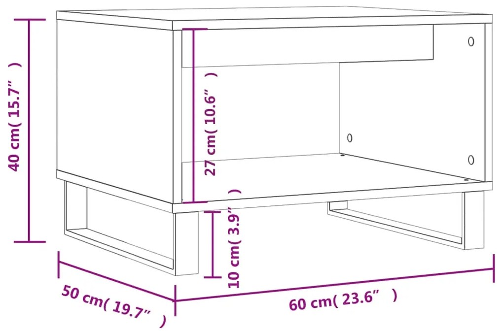 Τραπεζάκι Σαλονιού Γκρι Sonoma 60x50x40 εκ. από Επεξεργ. Ξύλο - Γκρι