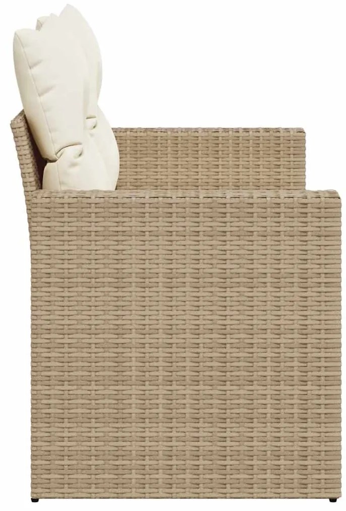 vidaXL Καναπές Κήπου Διθέσιος Μπεζ από Συνθετικό Ρατάν με Μαξιλάρια