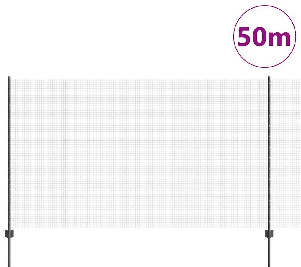 vidaXL Φράχτης με Στήλες. Γκρι 1.4 x 50 m Ατσάλι