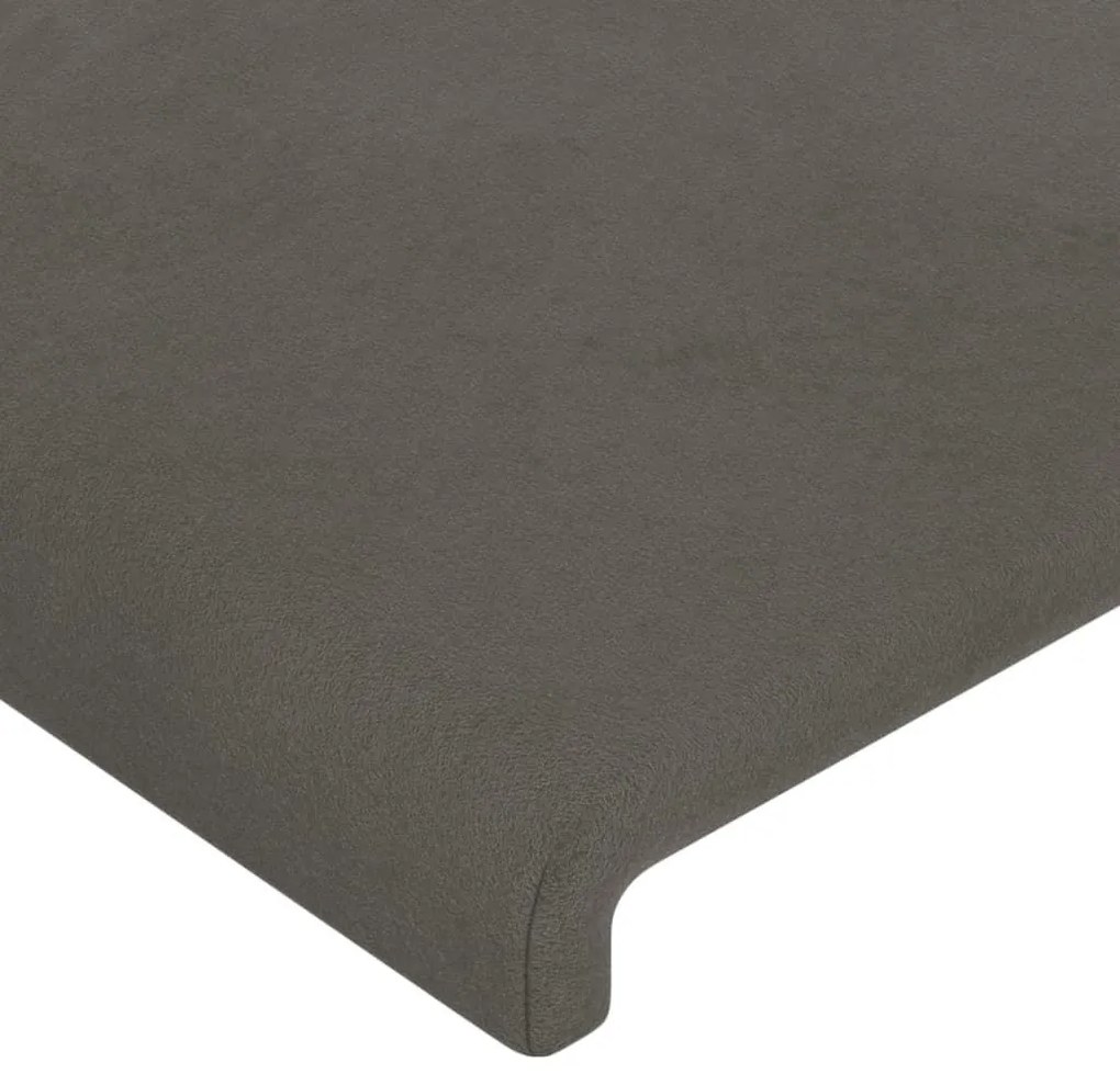 Κεφαλάρι με Πτερύγια Σκούρο Γκρι 163x23x118/128 εκ. Βελούδινο - Γκρι