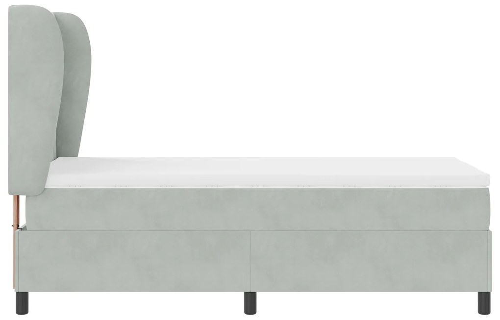 vidaXL Κρεβάτι με Στρώμα Light Grey 90x200 cm Βελούδο