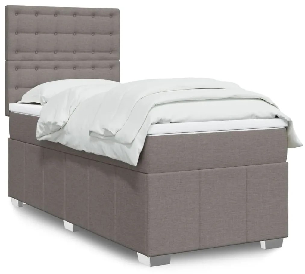 Κρεβάτι Boxspring με Στρώμα Taupe 80x200 εκ. Υφασμάτινο - Μπεζ-Γκρι