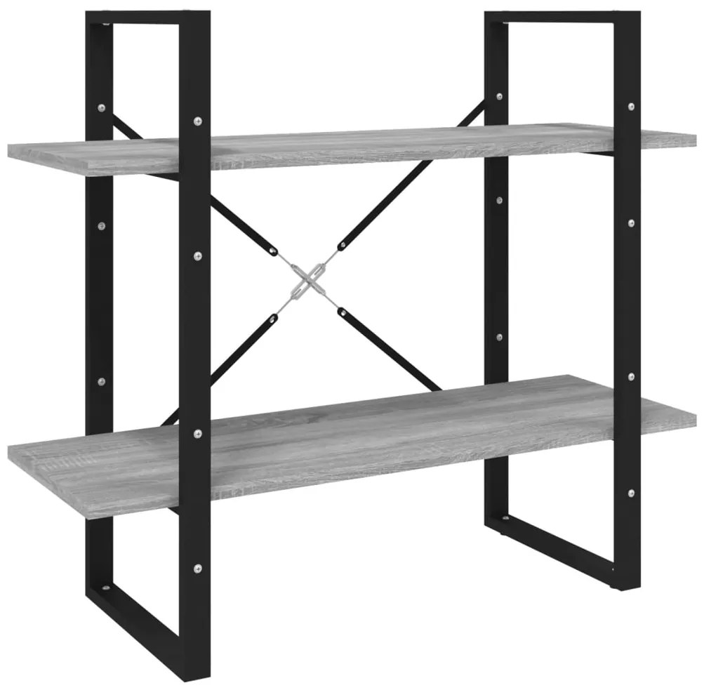 vidaXL Βιβλιοθήκη με 2 Ράφια Γκρι Sonoma 80x30x70 εκ. Επεξεργ. Ξύλο