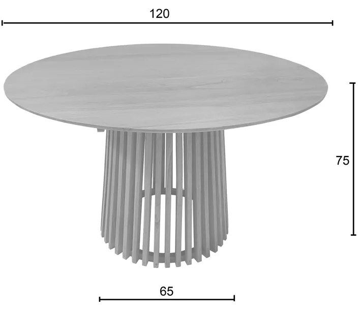 Τραπέζι Kenda pakoworld mindi ξύλο σε φυσική απόχρωση Φ120x75εκ (1 τεμάχια)