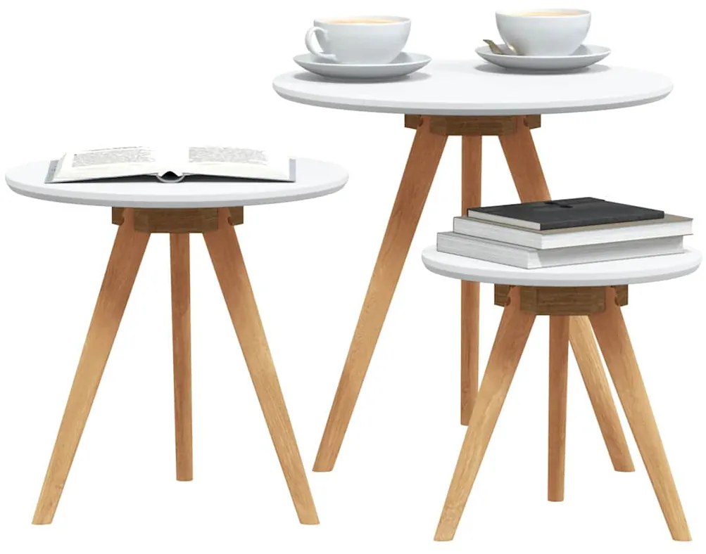 vidaXL Τραπεζάκι σαλονιού 3 pcs Καφέ Στερεό ξύλο καρυδιάς