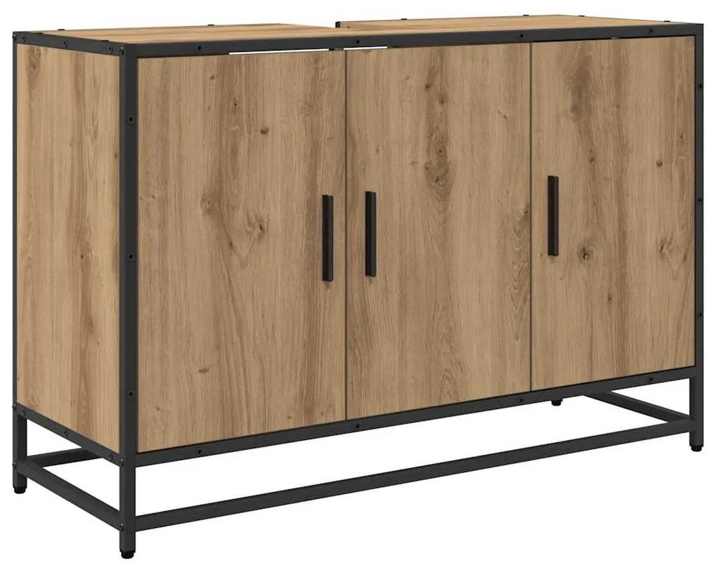 vidaXL Ντουλάπα Νιπτήρα Mπάνιου με ράφι artisan δρυς 90 x 33 x 60 εκ.