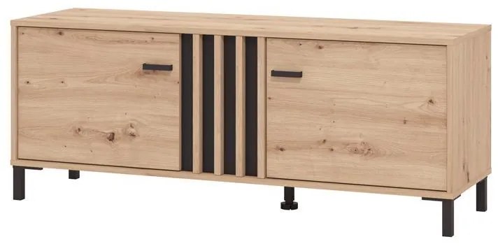 Έπιπλο Τηλεόρασης Laval 131 2K2V Artisan Oak - Μαύρο 132x40x52 εκ. 132x40x52 εκ.