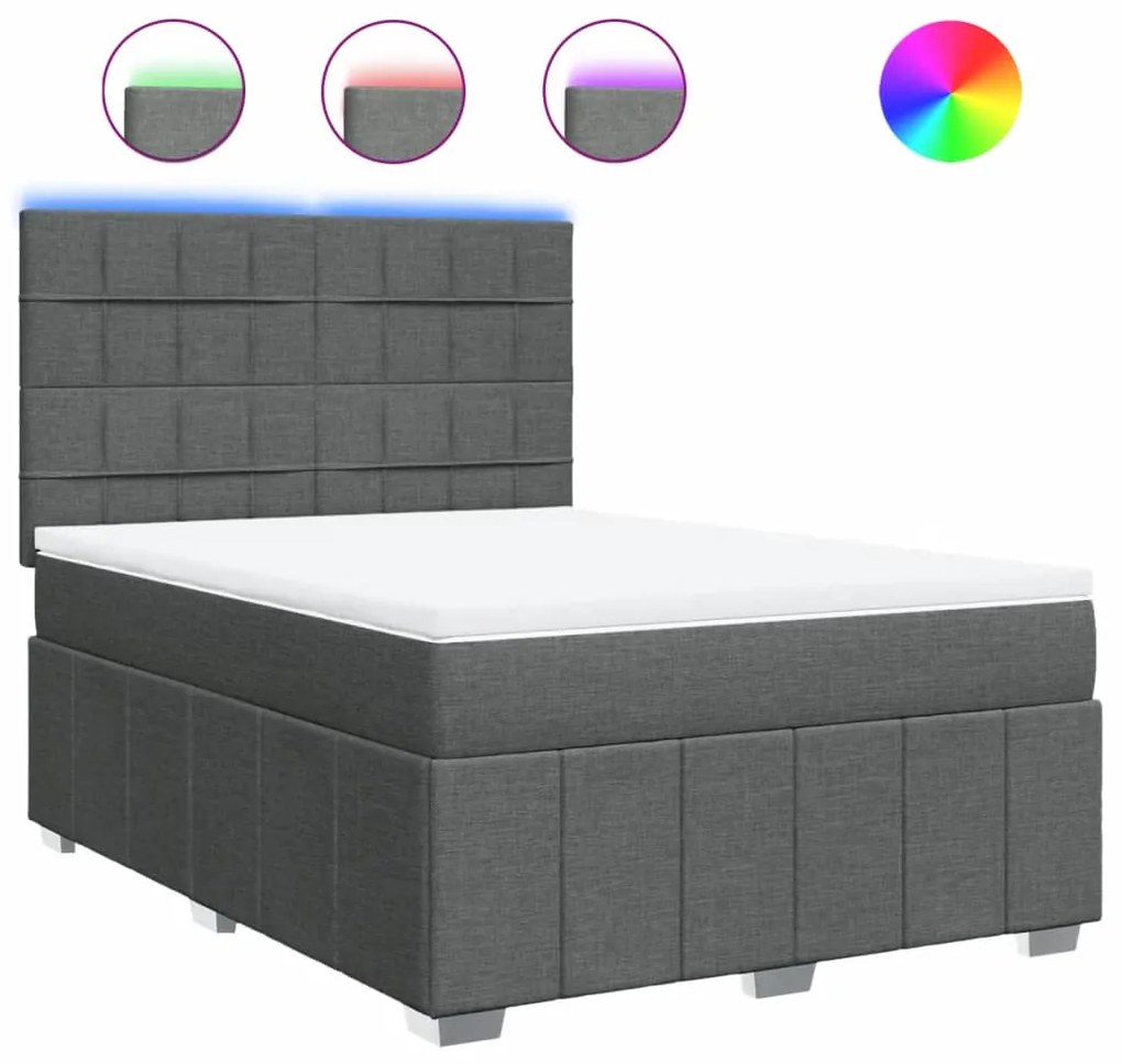 vidaXL Κρεβάτι Boxspring με Στρώμα Σκούρο Γκρι 160x200 εκ Υφασμάτινο