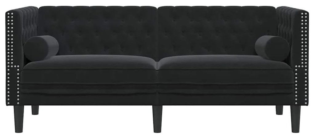 vidaXL Καναπές Chesterfield Argyle Μαύρο 174 x 74.5 x 70.5 εκ. Βελούδο