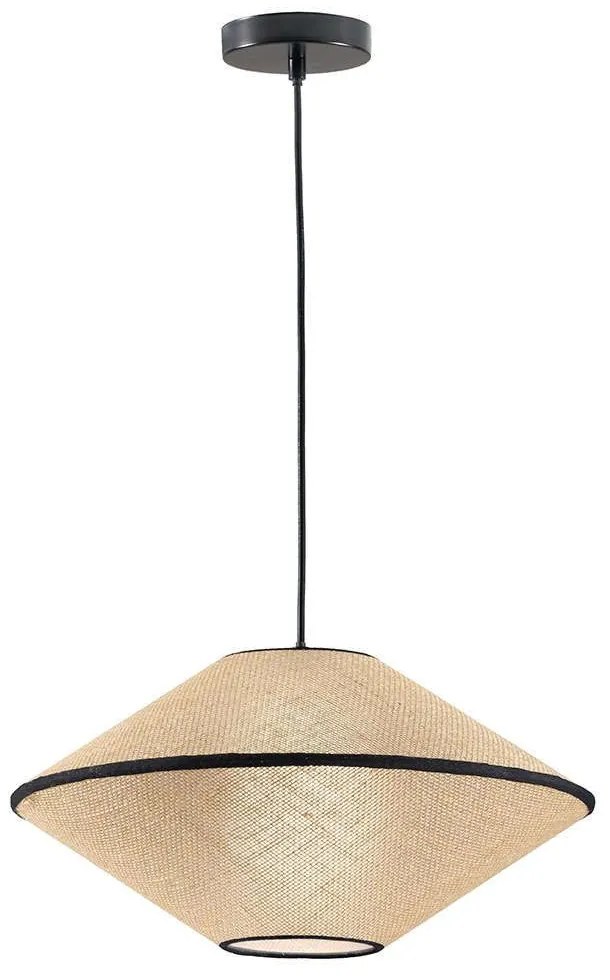 Φωτιστικό Οροφής Amica 4270200 45x140cm 1xE27 40W Natural-Black Viokef Metal, Fabric