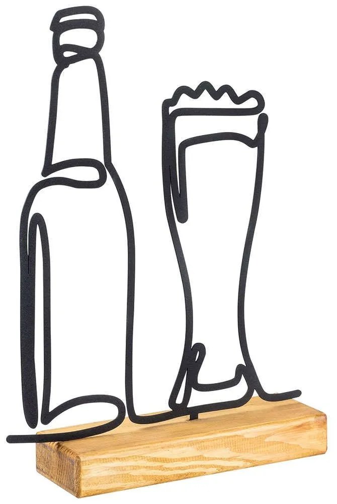 Διακοσμητικό Επιτραπέζιο Beer 565TNL1122 33x4x38cm Natural-Black Aberto Design Μέταλλο,Ξύλο