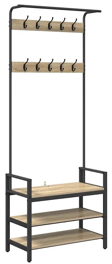 vidaXL Κρεμάστρα Sonoma Δρυς 75 x 34 x 184 εκ Επεξεργασμένο ξύλο