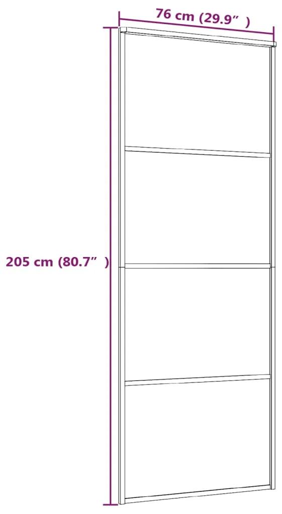 vidaXL Συρόμενη Πόρτα Μαύρη Αμμοβολή 76 x 205 εκ. Γυαλί ESG/Αλουμίνιο